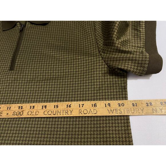 Hugo Boss Men’s Zip-Up Polo Shirt Size Large Brown Houndstooth Print - Picture 4 of 10